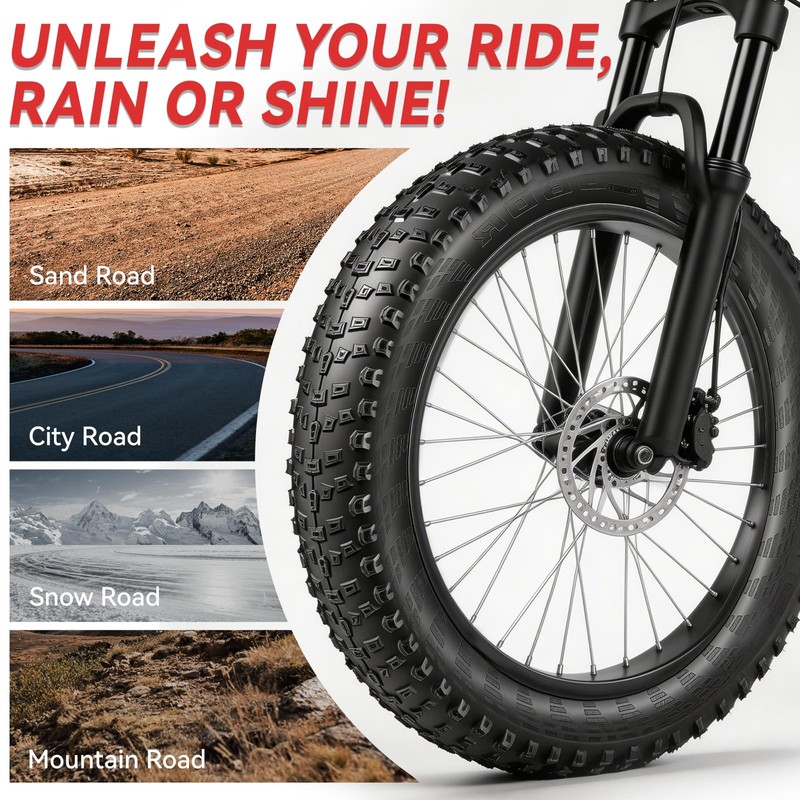 NEZHA 2-Pack 26x4.0 Fat Tires 60 TPI for E-Bike/MTB, Aramid