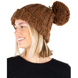 Funky Junque Chunky Knit Pom Hat: Chunky Knit - Clay