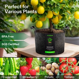 VIVOSUN 5-Pack 30 Gallons Grow Bags, Heavy Duty Thickened Nonwoven Fabric Pots with Handles