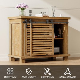 TOIMIOTOIM 8FT Bypass Mini Sliding Barn Door Hardware Kit for 2 Doors, Super Mini Barn Door Track Set, Apply for Storage Window TV Stand Closet (No Cabinet)