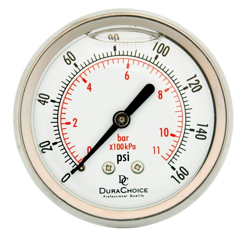 2-1/2" All Stainless Steel Oil Filled Pressure Gauge - 1/4"