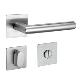 New Orleans Q Handle Set | 3 mm Magnetic Flat Rosette | Fixed Bearing | V2A Stainless Steel Matt | WC/Bathroom