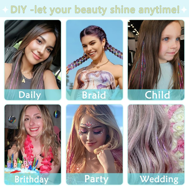 Hair Tinsel, Hair Tinsel Kit for Girls 1800 Strands Fairy