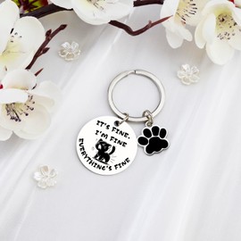 Celaqiu Cat Gifts for Women Cat Lovers Gift Funny Cats Gifts for Women Cats Lover Gift for Birthday National Kitten Day I’m Fine Keychain for Friend Sister