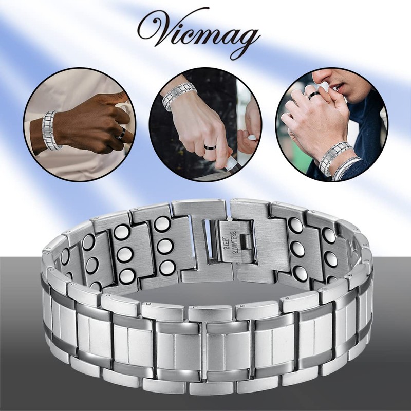 Vicmag 3X Magnetic Bracelet Men Titanium Steel Bracelet Ultra Strength