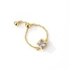 CZ Link Chain Ring with Dangle Beaded Ball 18K Gold