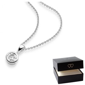 FF208-Pn Women's Necklace, 925 Silver Chain with Pendant, Jewellery, Women's Bridal Jewellery, Zirconia, Women's Necklace, Simple Classic with subtle shine, Gift Set, Silver Jewellery, Silver 925