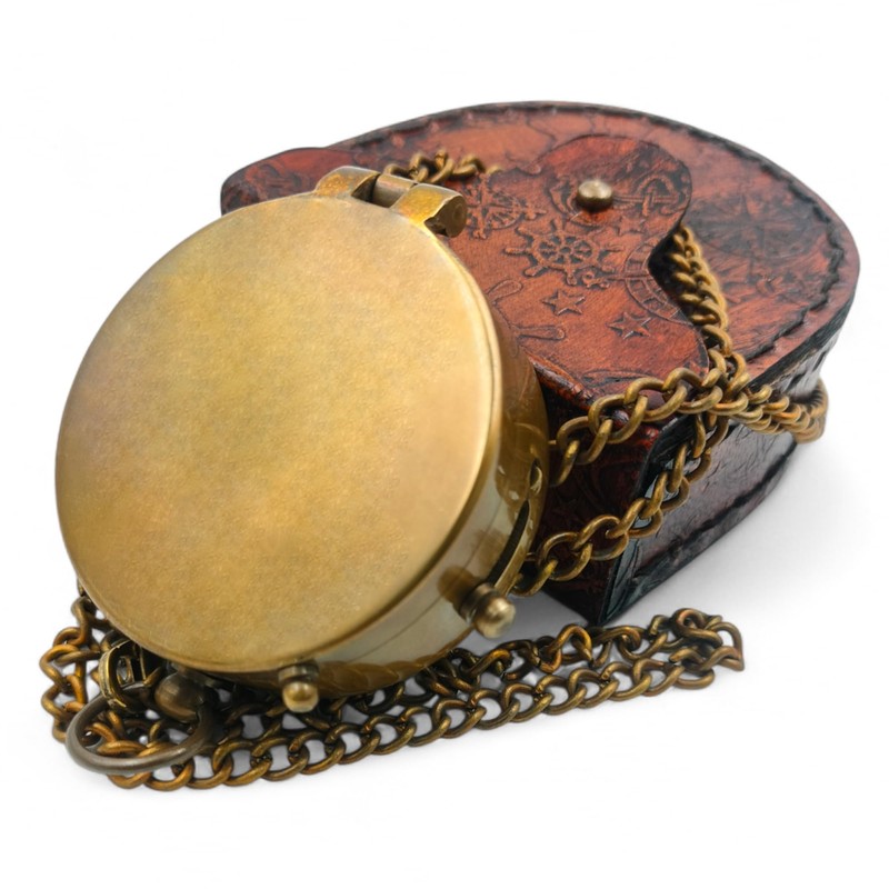 KHUMYAYAD Brass Pocket Compass Handmade Full Function Antique Nautical Compass