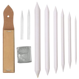 8 Piece Mixing Paper Wiper Stompen Set with 1 Piece Sandpaper Pencil Sharpener for Student Sketch Drawing