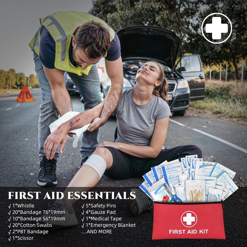 Roadside Emergency Car Kit for Vehicles, Car First Aid Kit