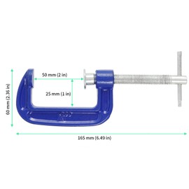 FUNSUEI 14 PCS 2 Inch C Clamp, Heavy Duty Malleable Iron C Clamp with 2 Inch Jaw Opening, 0.85 Inch Throat Depth, G Clamp for Woodworking, Welding, and Building, Blue