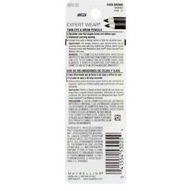 2 Packs - Maybelline New York Expert Wear Twin Brow & Eye Liner Pencils Dark Brown - 4 Pieces