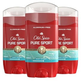 Old Spice Red Collection Desodorante para Hombre, Libre de Aluminio, Aroma Pure Sport, 3.0 Oz (Paquete de 3)