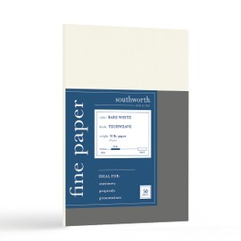 Southworth Fine Business Paper, 8.5" x 11", 32 lb., Techweave Finish, Barewhite, 50 Sheets (91596-01)