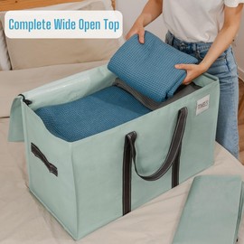 VENO 4 Pack Moving Bags, Moving Supplies, College Packing Storage Boxes with Lids Alternative, Heavy Duty Totes, Extra Large, Sturdy Handles, Zipper, for Packaging (Shiny Light Green, 4 Pack)