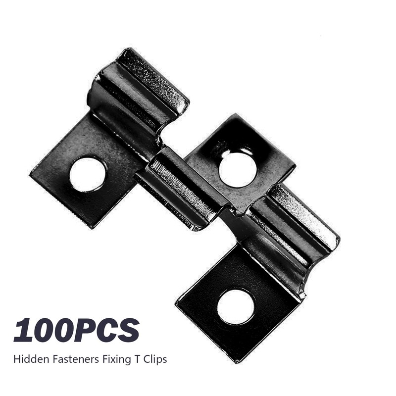 100Pcs Composite Decking Clips, Hidden Fixing Fasteners Metal Clips -