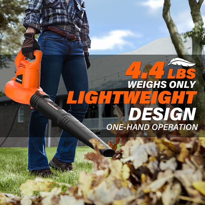 MAXLANDER Leaf Blower Corded, 7-AMP 350CFM/155MPH Electric Leaf Blower, Lightweight