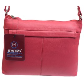 Swiss Marshall Women's Designer Purse Shoulder Bag Soft Leather Crossbody Handbag for Ladies (Pink)