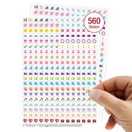 TOBJA 560 Calendar Stickers for Diary & Organiser - 2 Sheets of Colourful Stickers for Household, To-Dos, Journaling & Planning - Photo Album Stickers, Diary & Calendar Accessories (Extension Set)