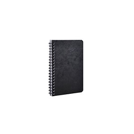 Clairefontaine - Ref 786161C - Age Bag Wirebound Notebook (120 Pages) - 11 x 17cm, Lined Rulings, 90gsm Brushed Vellum Paper, Pocket for Loose Documents - Black Cover