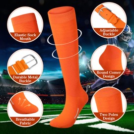 Haysandy Baseball or Softball Sock and Belt Combo Set 3 Football Baseball Socks with Softball Belt for Kids Youth Adult(Medium,Orange)