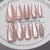 Light Pink Press on Nails Almond Fake Nails Glitter Magnetic