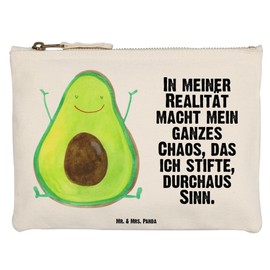 Mr. & Mrs. Panda Avocado Happy Make-Up Bag, White, Hand Drawn