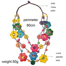 TAKARAM ONO Colorful Wooden Beaded Bib Necklace for Women,Chunky Multicolor Layered Boho African Choker,Statement Jewelry, Adjustable, Wood, No Gemstone