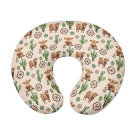 Suhoaziia Western Yak Cactus Washable Nursing Pillow Case for Newborn Comfortable Fabric Breastfeeding Nursing Pillow Slipcover with Hidden Zipper, Easy to Put On & Remove