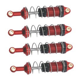 F Fityle 4 Pieces RC Shock Absorber Upgrade Adjustable Assembled RC Shock Absorber Dampers 74mm for MN86S 1:12 Upgrades Parts Crawler, Red