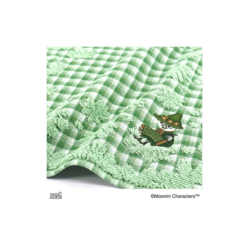 Moomin MOOMIN Checkered Flower Towel Handkerchief, Green, Packed in Packaging,