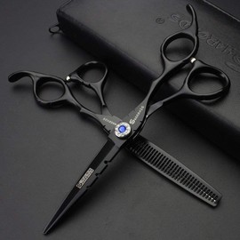 SHARONDS 6 Inch 440C High Hardness Stainless Steel Hair Scissors Hair Salon Hair Stylist Cutting Thinning Tool Barber Special (scissors set) (6 inch 2pc-A)