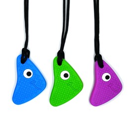 Sensory Chew Necklace for Kids, Set of 3, Blue, Green, Purple