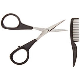 Allary Men's Beard & Mustache Scissors & Mini Comb Trimming Kit