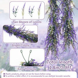 RAINFLOW 5.9Ft Lavender Garland - Purple Artificial Lavender Garlands for Decoration, Summer Garland for Mantle Table Runner Wedding Arch Party Bedroom Patio Balcony Garden Flower Wall Decor
