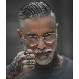 Lishy Men’s Toupee Soft Thin Skin 0.06mm PU 10x8inch Hair Replacement for Men's Hairpiece 100% European Human Hair Pieces for Man 1B Black Color Mixed 40% Grey Hair