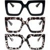 REAVEE 3 Pack Oversized Reading Glasses for Women Large Frame