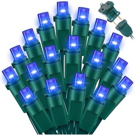 LAMPHOME Blue Wide Angle LED Christmas Lights, 64.8 Ft 300 Count, Pack of 3 Strands 21.9 Ft 100 Lights UL Certified Commercial Grade Green Wire 5mm Holiday String Light