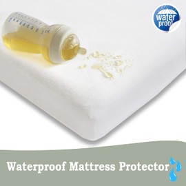 Organic Cotton GOTS Fitted Sheets 2+1 Waterproof Protector Compatible Next2me, Snuzpod and All Bedside Cribs, bassinets up to 90x55cm Pack of 3 Pieces