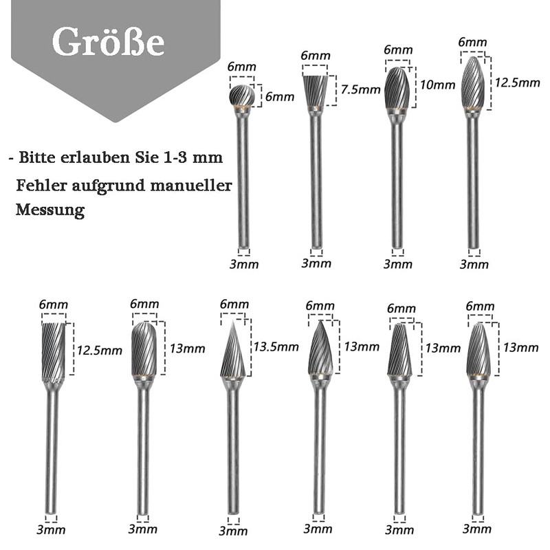 Mesee 10 Pieces Carbide Burr Set, Rotary Drill Bit Set,