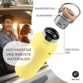 Bambaw Thermos Flask, 1 Litre, Yellow, Stainless Steel Drinking Bottle, 1 Litre, Dishwasher Safe, Water Bottles 1 L - Sun Yellow