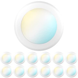 Sunco Lighting 12 Pack 5/6â LED Disk Lights Flush Mount Ceiling Light Fixture Recessed Selectable Color Temperature, 100W Equivalent 15W, 1050LM, Dimmable Low Profile Surface Mount, ETL Energy Star