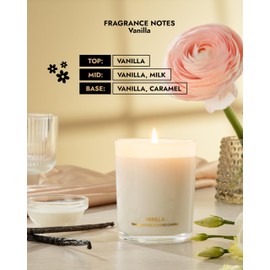 96NORTH | Pure Vanilla Candle | 100% Natural Soy Wax | One Wick Jar Candle | Natural Fragrance Technology | Non Toxic | Up to 35 Hours Burning Time | Aromatherapy Gift for Men and Women