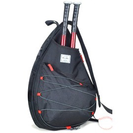 d'yallee Tennis Bag for Men Women, Racquetball Pickleball Paddle Squash Sling Bags Crossbody Sports Backpack Adult with USB Charge Port (Black)