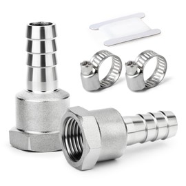 ERGAOBOY 2 Pcs Hose Fitting, 19 MM Barb to 1/2" BSP Female Hose Barb, 304 Stainless Steel Compression Fitting for Water, Industrial