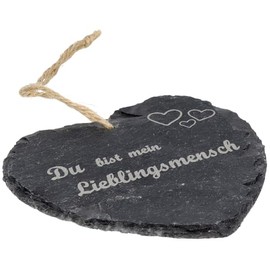 · Small Slate Heart with Engraving · Slate Board with Checked Ribbon for Hanging · Wall Decoration as a Gift Idea for Your Best Friend · Favourite Person