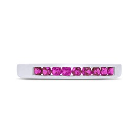 AFFY Round Cut Simulated Ruby Channel Set 10k White Gold Womens Adjustable Toe Ring
