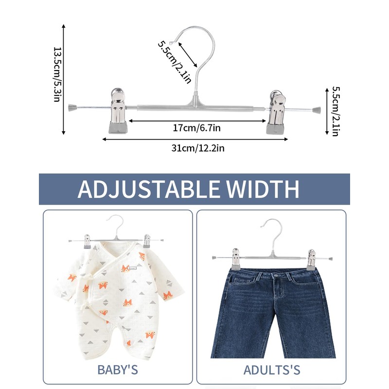 Pack of 10 Clothes Hangers, 30 cm Metal Trouser Hangers,
