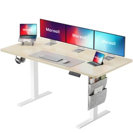 Marsail 55x24 Electric Standing Desk - Adjustable Height Computer Desk with Memory Presets, Storage Bag & Cable Management for Home Office & Gaming Workstations