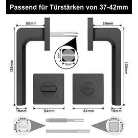AwmnSrman Handle Set Toilet Bathroom Door Lock Cube Door Handles Interior Doors Door Handle Black
